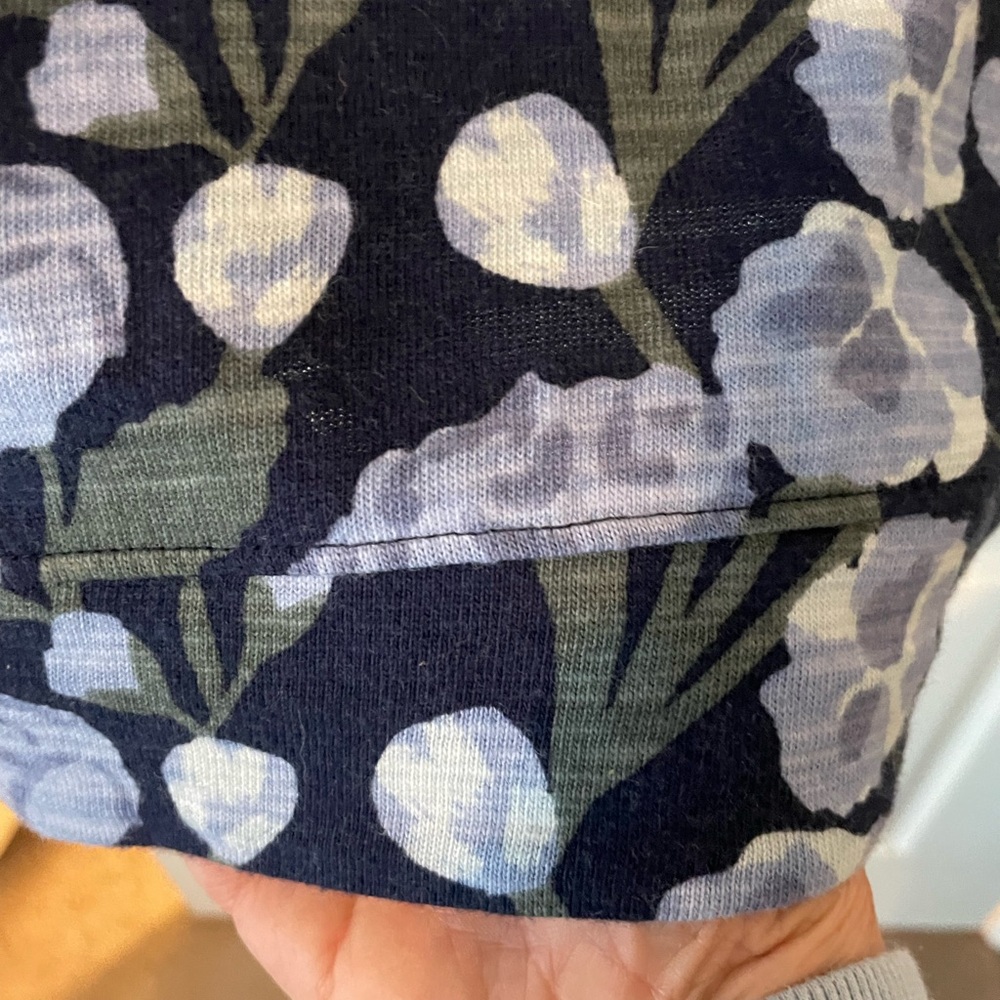 Denim&Co Floral Print Blouse - Navy and Light Blue - Picture 13 of 13